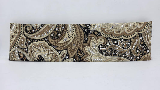 LeeAnnette Fancy Brown Paisley Bandana with Brown and Diamond Clear Austrian Crystals (sku40079)
