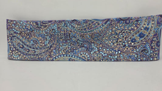 Super LeeAnnette Fancy Purple Paisley Bandana with Aqua, Tanzanite and Honey Austrian Crystals (sku40081)