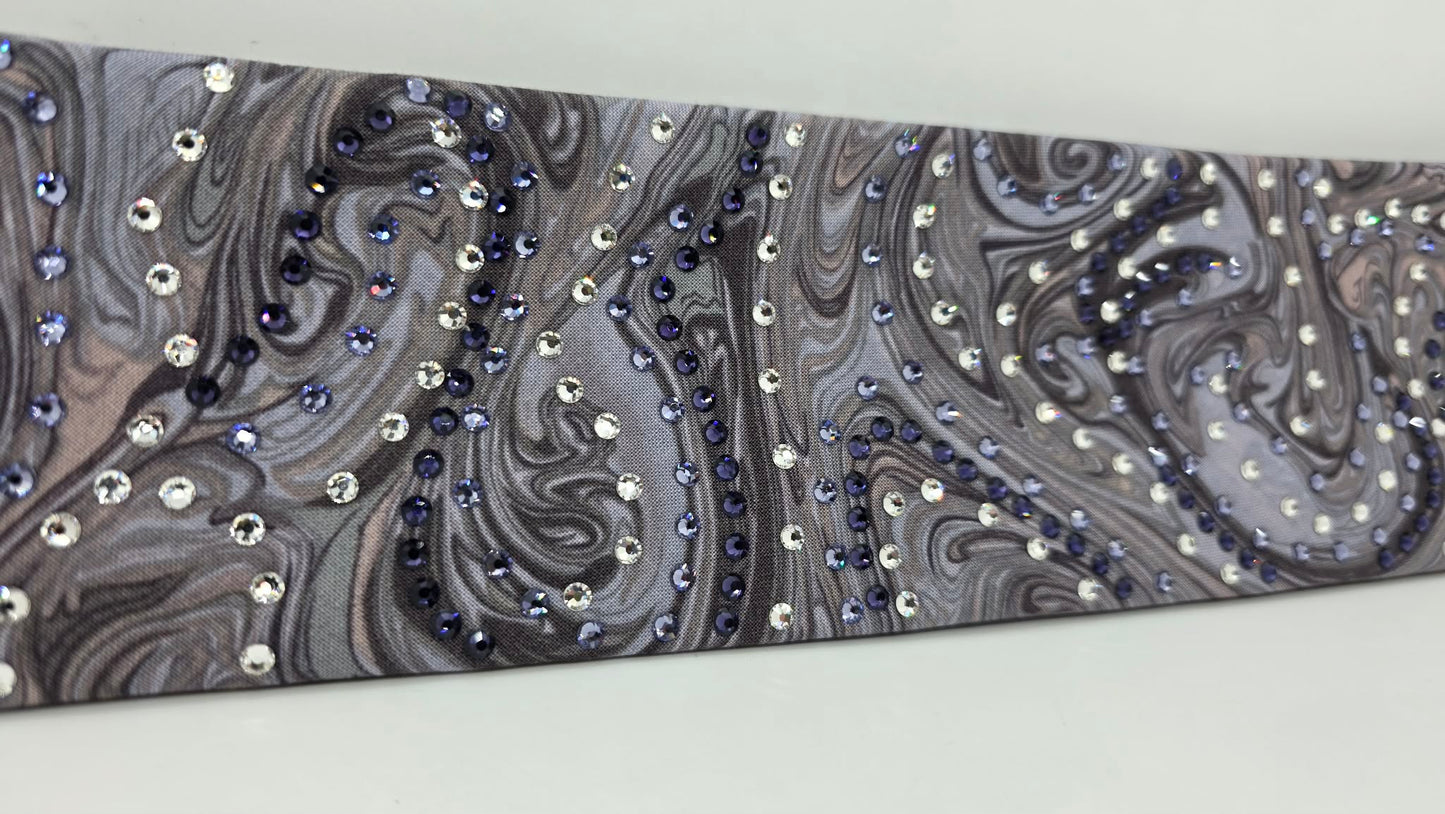 LeeAnnette Purple Marble Bandana with Dark Purple, Light Purple and Clear Austrian Crystals (L40224)