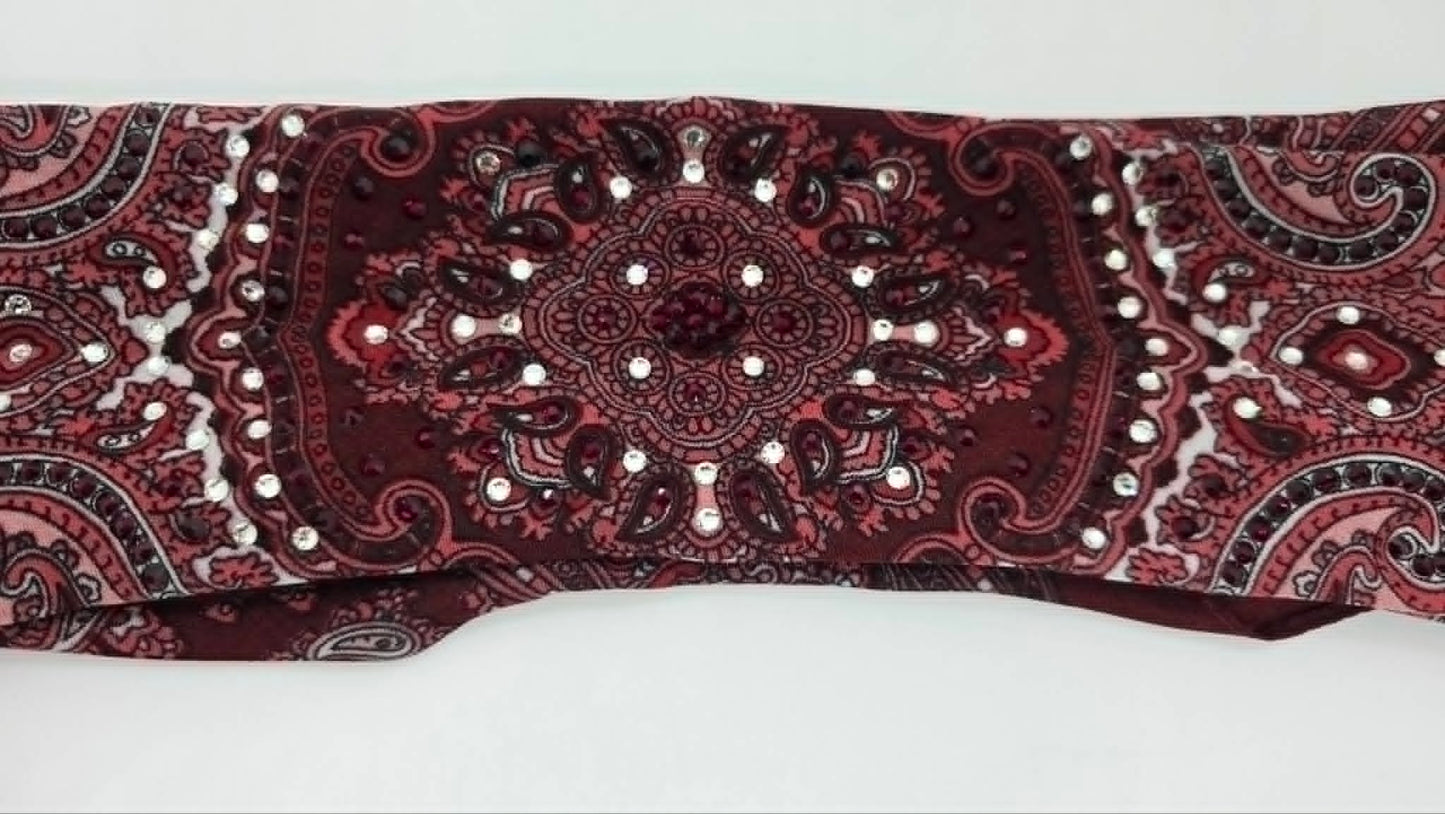 Burgundy Scarf with Red and Diamond Clear Austrian Crystals (LS30006)