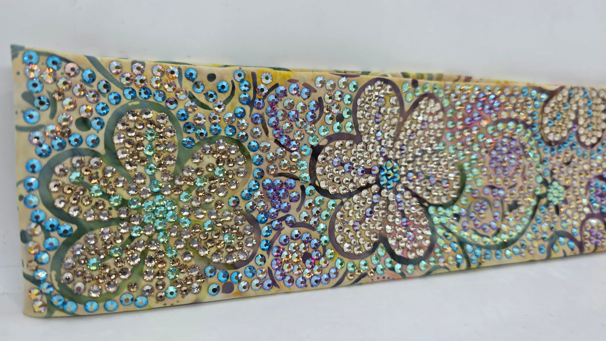 Super Duper LeeAnnette Batik Flowers Bandana with Multi-color Austrian Crystals (D49512)