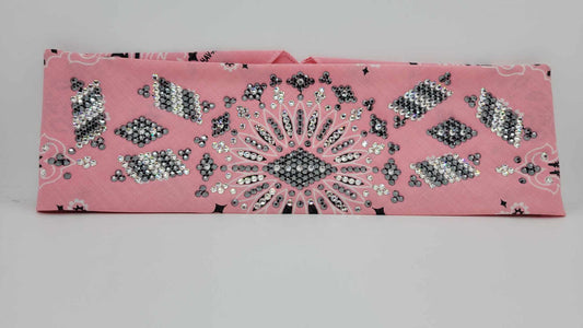 Super LeeAnnette Light Pink Paisley with Black and Diamond Clear Austrian Crystals (Sku4041)