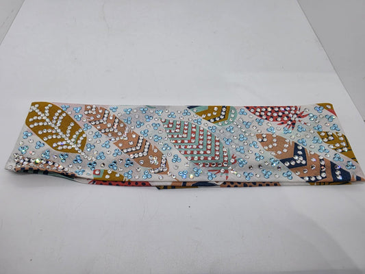 Super LeeAnnette Feathers Bandana with Turquoise and Diamond Clear Austrian Crystals (Sku4041)
