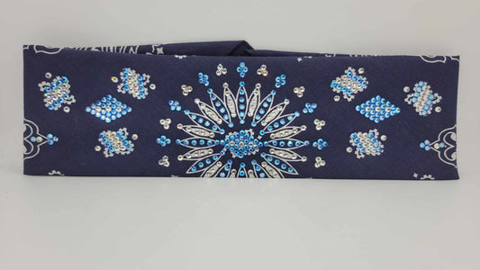 LeeAnnette Navy Blue Paisley with Blue Shimmer and Diamond Clear Austrian Crystals (Sku4048)