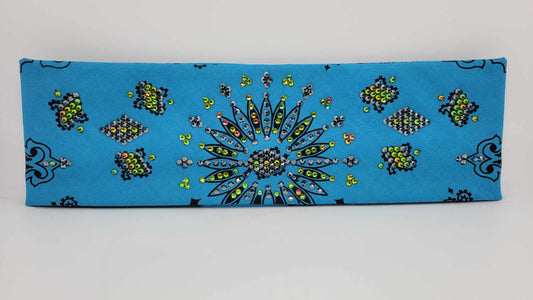 LeeAnnette Electric Blue Paisley with Black and Vitrail Austrian Crystals (Sku4130)