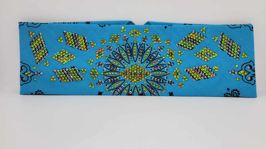 Super LeeAnnette Electric Blue Paisley with Black and Vitrail Austrian Crystals (Sku4131)