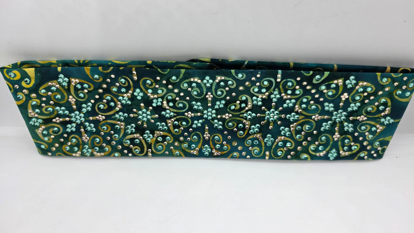 Super LeeAnnette Sea Green Batik Bandana with Caribbean Sea and Honey Austrian Crystals (S48124)