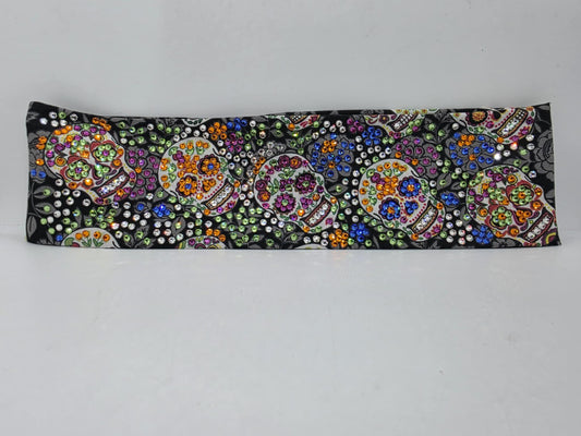 Super LeeAnnette Sugar Skulls on Black Bandana with Multiple Colors of Austrian Crystals (sku4280)