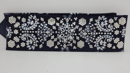 Super LeeAnnette Navy Flower with Diamond Clear Austrian Crystals (Sku4282)