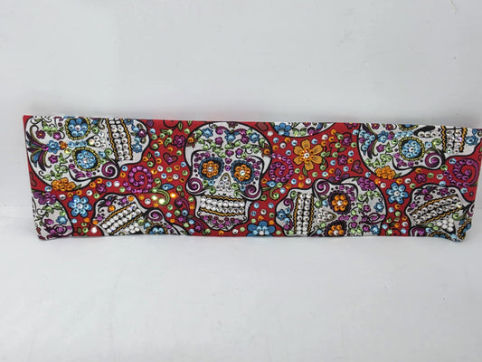 Super LeeAnnette Sugar Skulls on Red Bandana with Multiple Colors of Austrian Crystals (Sku4294)