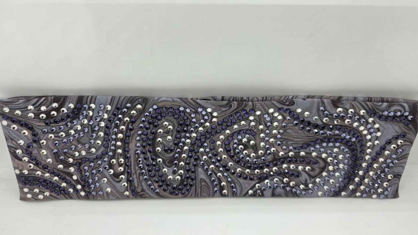 Super LeeAnnette Purple Marble Bandana with Dark Purple, Light Purple and Clear Austrian Crystals (S48132)