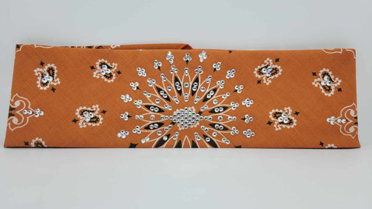 EXTRA BLING - Burnt Orange Paisley with Diamond Clear Austrian Crystals (Sku4312)