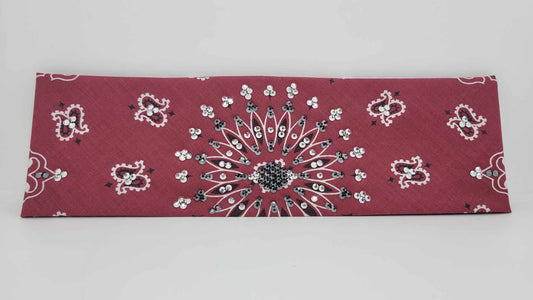 EXTRA BLING - Maroon Paisley with Chrome and Black Austrian Crystals (Sku4316)