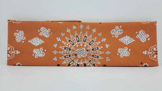 LeeAnnette Burnt Orange Paisley with Diamond Clear Austrian Crystals (Sku4318)