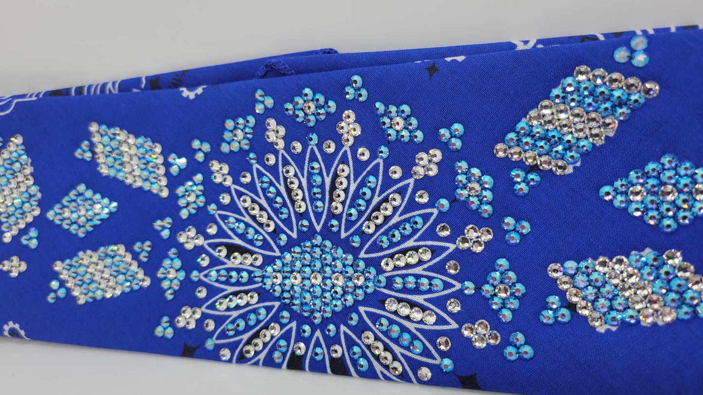 Super LeeAnnette Royal Blue Paisley with Blue Shimmer and Diamond Clear Austrian Crystals (Sku4320)