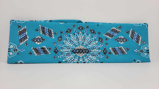 Super LeeAnnette Light Teal Paisley with Blue Shimmer, Chrome and Black Austrian Crystals (Sku4321)