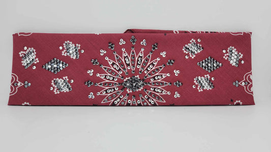 LeeAnnette Maroon Paisley with Chrome and Black Austrian Crystals (Sku4329)