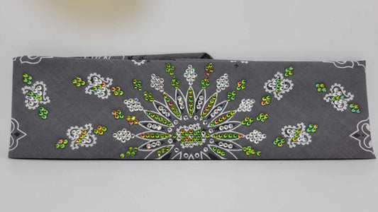 LeeAnnette Charcoal Paisley with Vitrail and Diamond Clear Austrian Crystals (Sku4333)