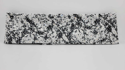 Super LeeAnnette Black and White Paint Splatter with Black and Diamond Clear Austrian Crystals (Sku4337)