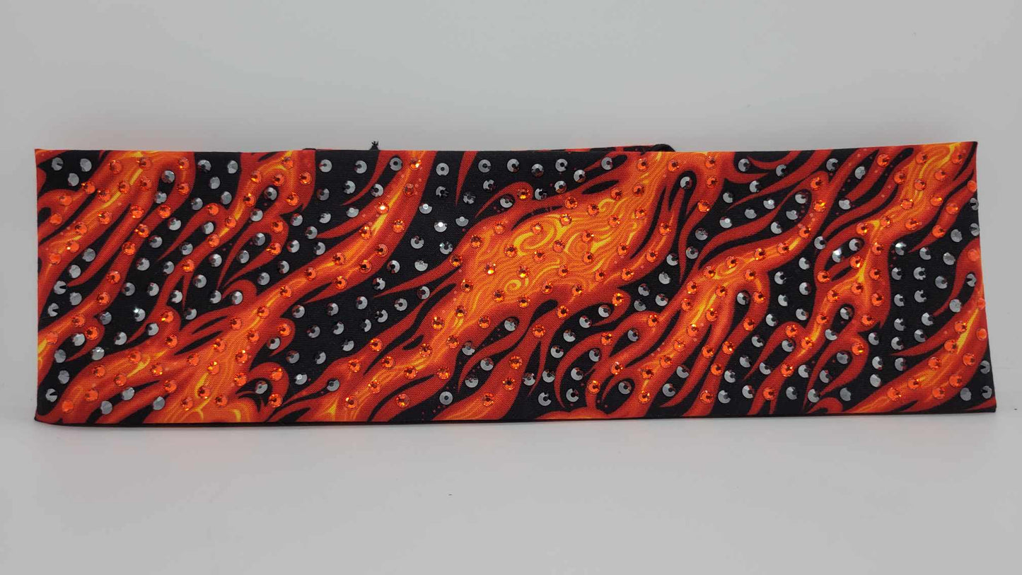 LeeAnnette Flame with Black and Orange Austrian Crystals (SKU4376)