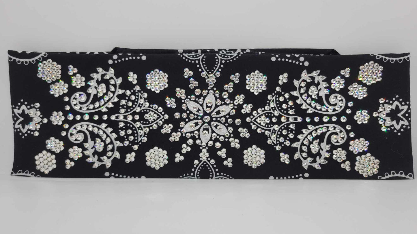 Super LeeAnnette Black Flower with Diamond Clear Austrian Crystals (Sku4836)