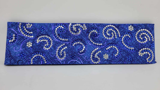 Super LeeAnnette Blue Scrolls with Blue and Chrome Austrian Crystals (Sku4396)