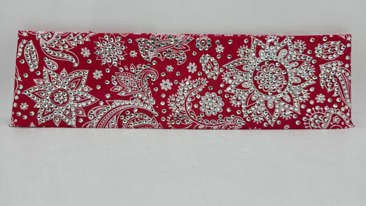 Super LeeAnnette White on Red Paisley Bandana with Diamond Clear Austrian Crystals (S48148)