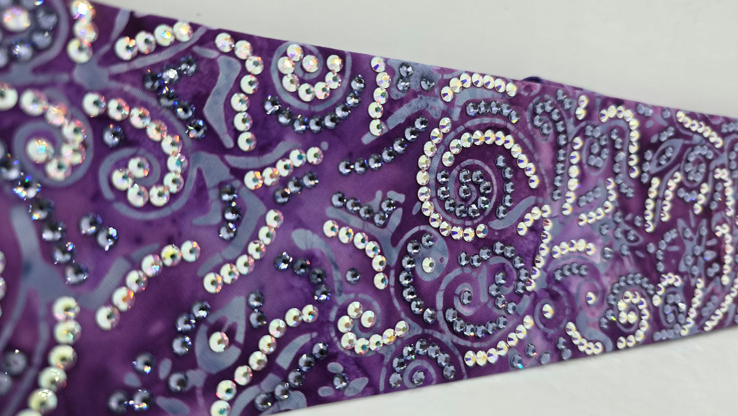 Super LeeAnnette Purple Batik Bandana with Light Purple and Aurora Borealis Austrian Crystals (S48142)