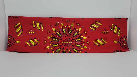 Super LeeAnnette Wide Red Paisley with Red and Yellow Austrian Crystals (Sku4409)