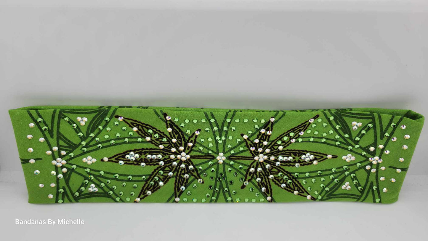 LeeAnnette Hemp Leaves with Aurora Borealis and Peridot Austrian Crystals (sku4454)