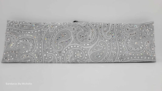 LeeAnnette Fancy Silver Paisley with Chrome and Diamond Clear Austrian Crystals (Sku4421)