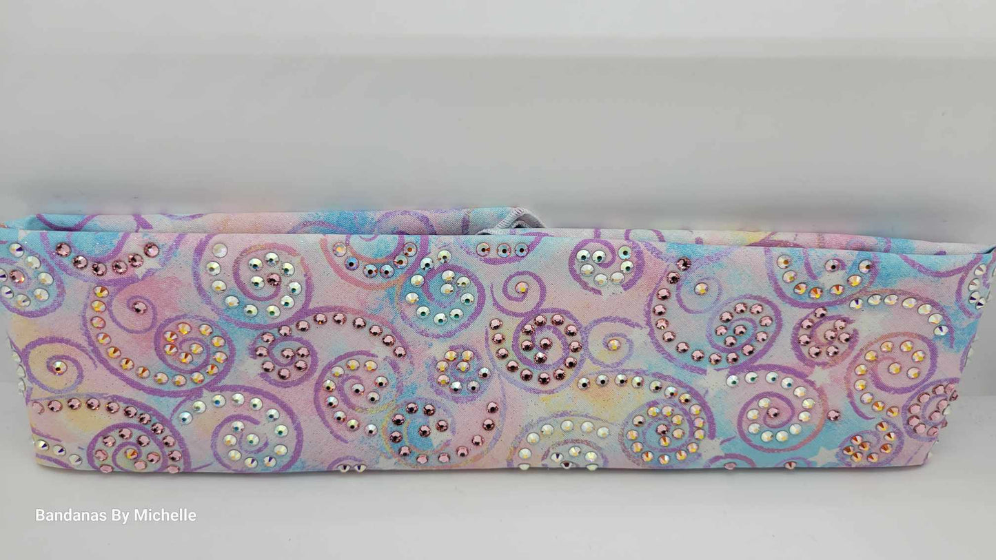 LeeAnnette Bandana Cotton Candy Scrolls with Pink, Sun Shimmer and Aurora Borealis Austrian Crystals (Sku4480)