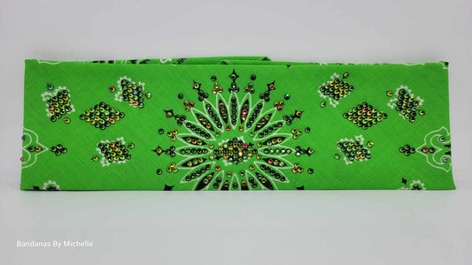 LeeAnnette Lime Green Paisley with Vitrail and Dark Green Austrian Crystals (Sku4484)