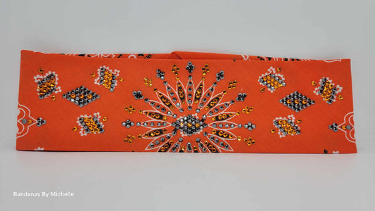 LeeAnnette Orange Paisley with Orange and Black Austrian Crystals (Sku4503)