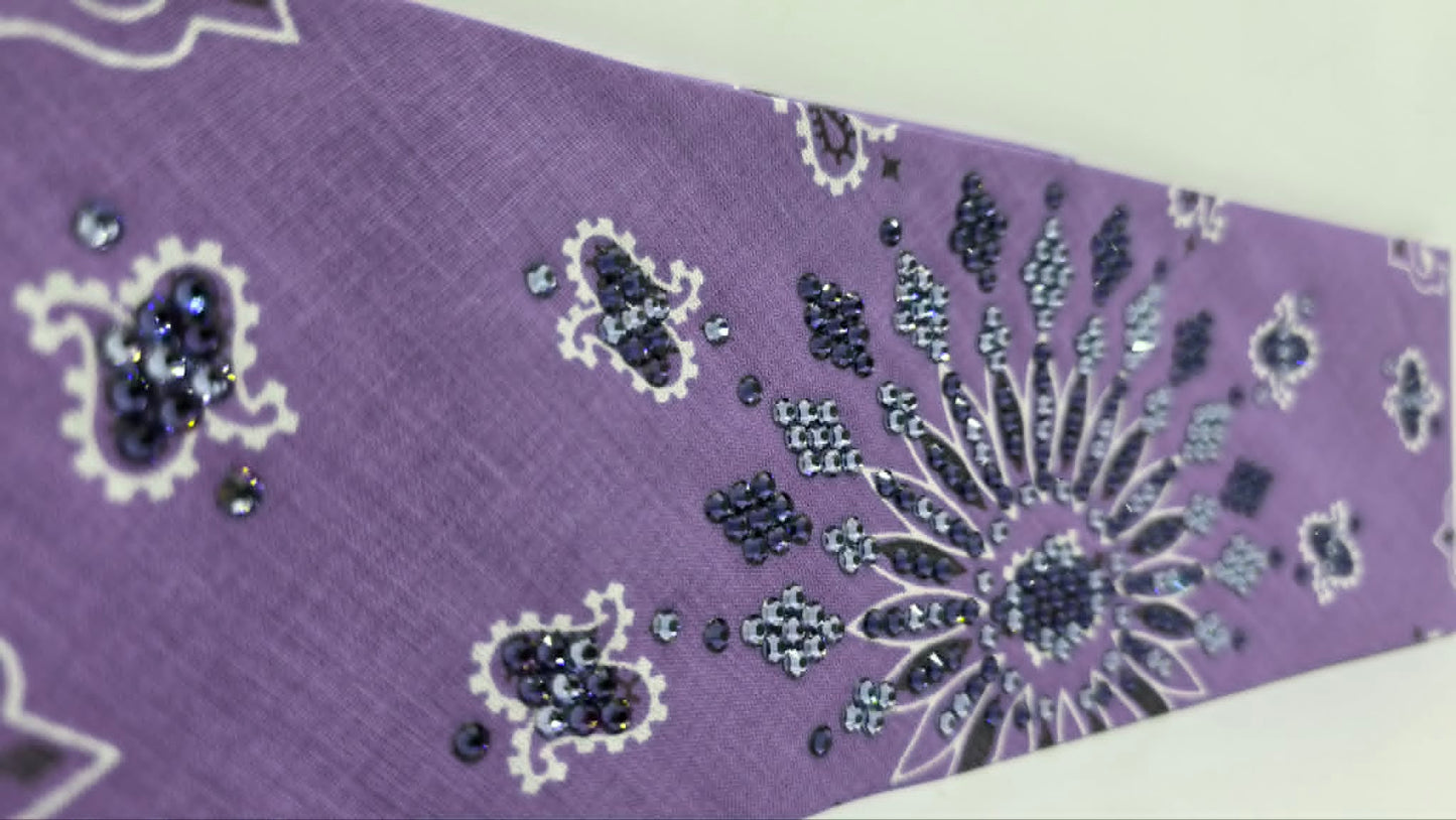 LeeAnnette Lavender Paisley Bandana with Purple Velvet and Lavender Austrian Crystals (L40267)