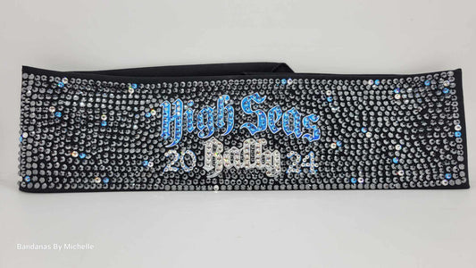 Super Duper LeeAnnette High Seas Bandana with Blue Shimmer, Black and Diamond Clear Austrian Crystals (Sku4579)