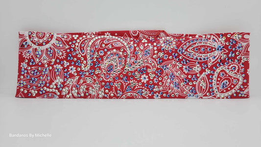 Super LeeAnnette Fancy Red and Cream Paisley with Siam Shimmer and Diamond Clear Austrian Crystals (Sku4581)