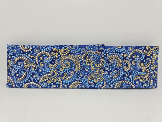 Super LeeAnnette Gold Scrolls on Blue with Honey and Blue Shimmer Austrian Crystals (Sku4599)