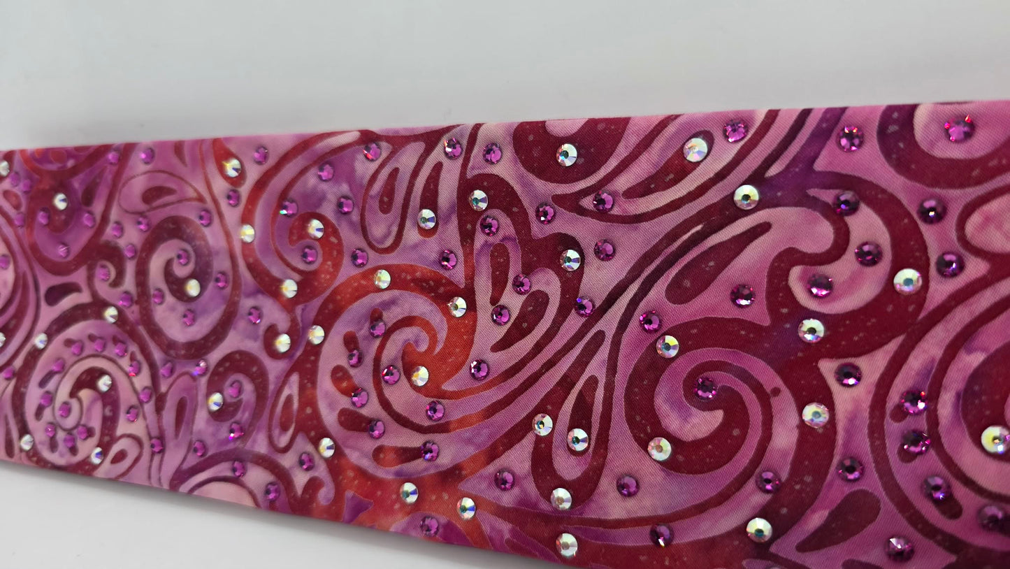 Pink Batik Bandana with Fuchsia and Aurora Borealis Austrian Crystals (E60120)