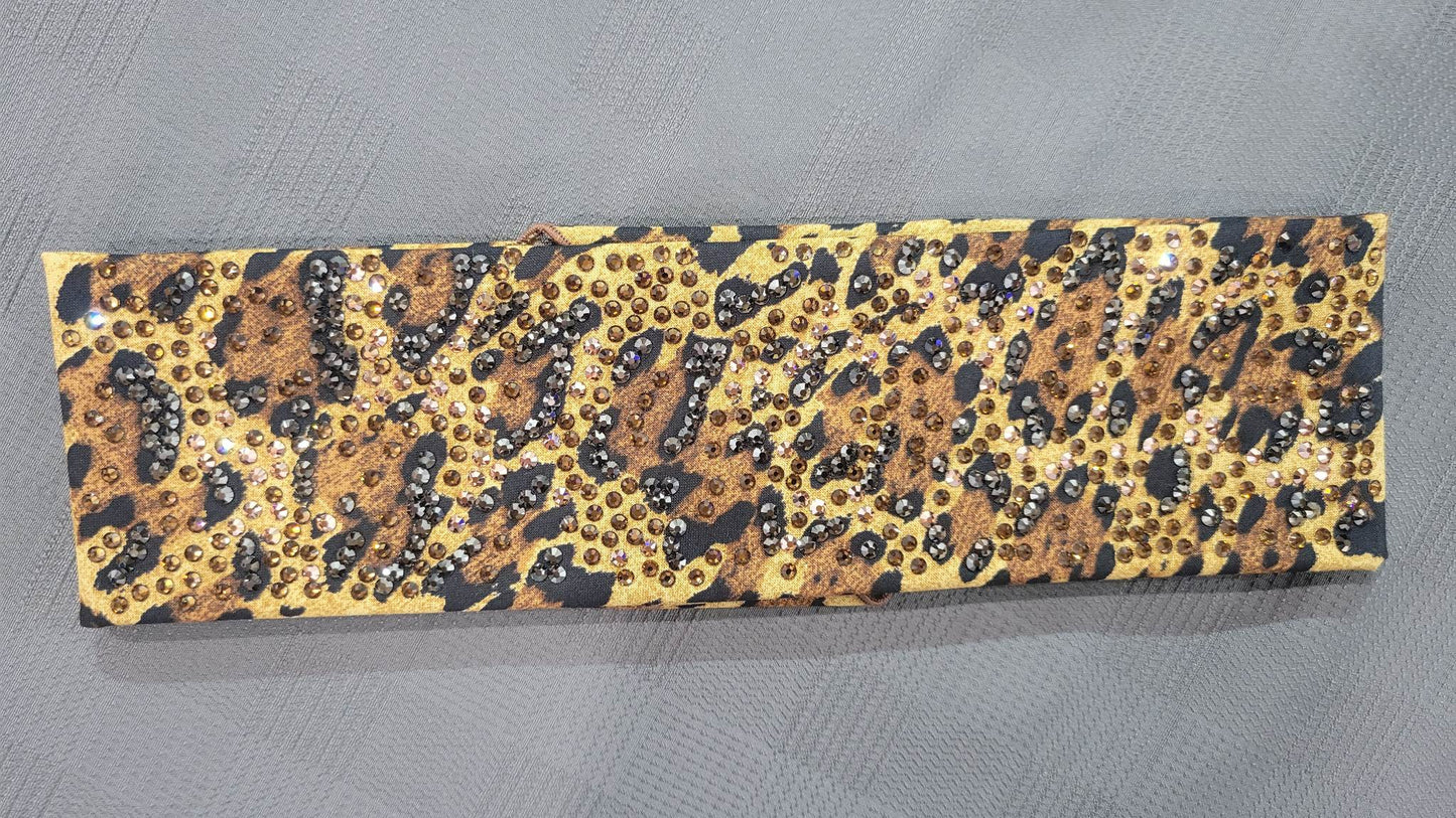 Super LeeAnnette Leopard with Brown, Black and Rose Gold Austrian Crystals (Sku4726)