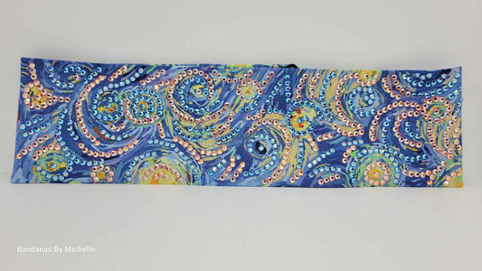 Super LeeAnnette Van Gogh Print with Blue and Orange Shimmer Austrian Crystals (Sku4742)