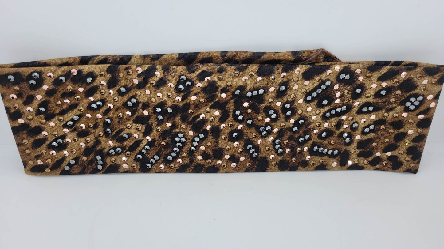 LeeAnnette Cheetah with Brown, Black and Rose Gold Austrian Crystals (sku4743)