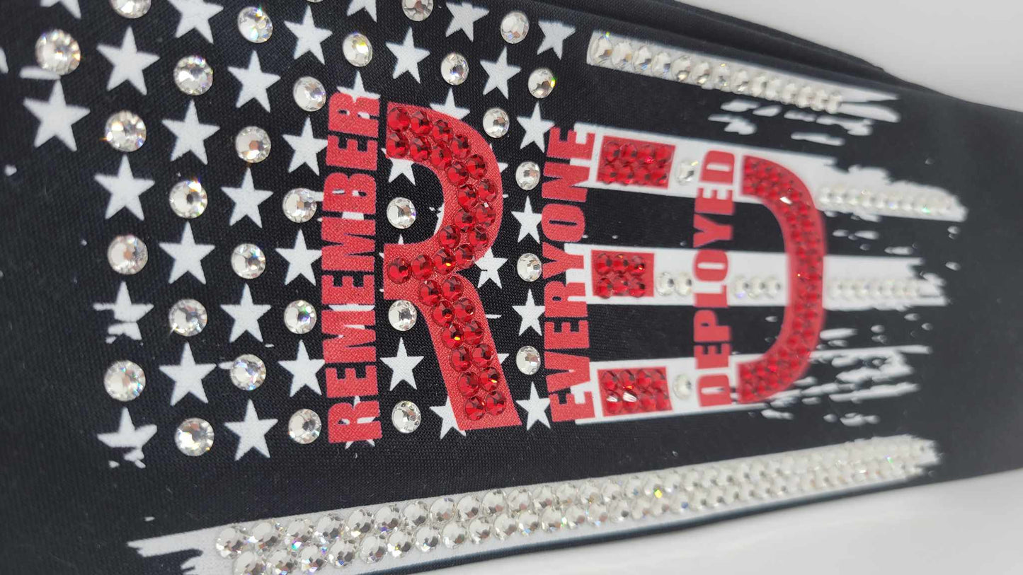 LeeAnnette Remember Everyone Deployed bandana with Red and Diamond Clear Austrian Crystals (sku4747)