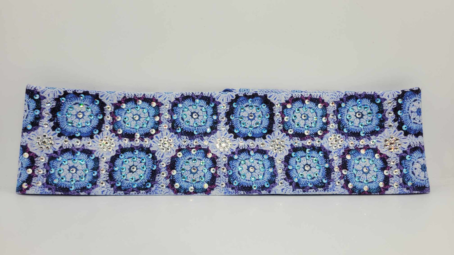 LeeAnnette Blue Quilt with Aqua, Aurora Borealis, Blue Shimmer and Diamond Clear Austrian Crystals (sku4790)
