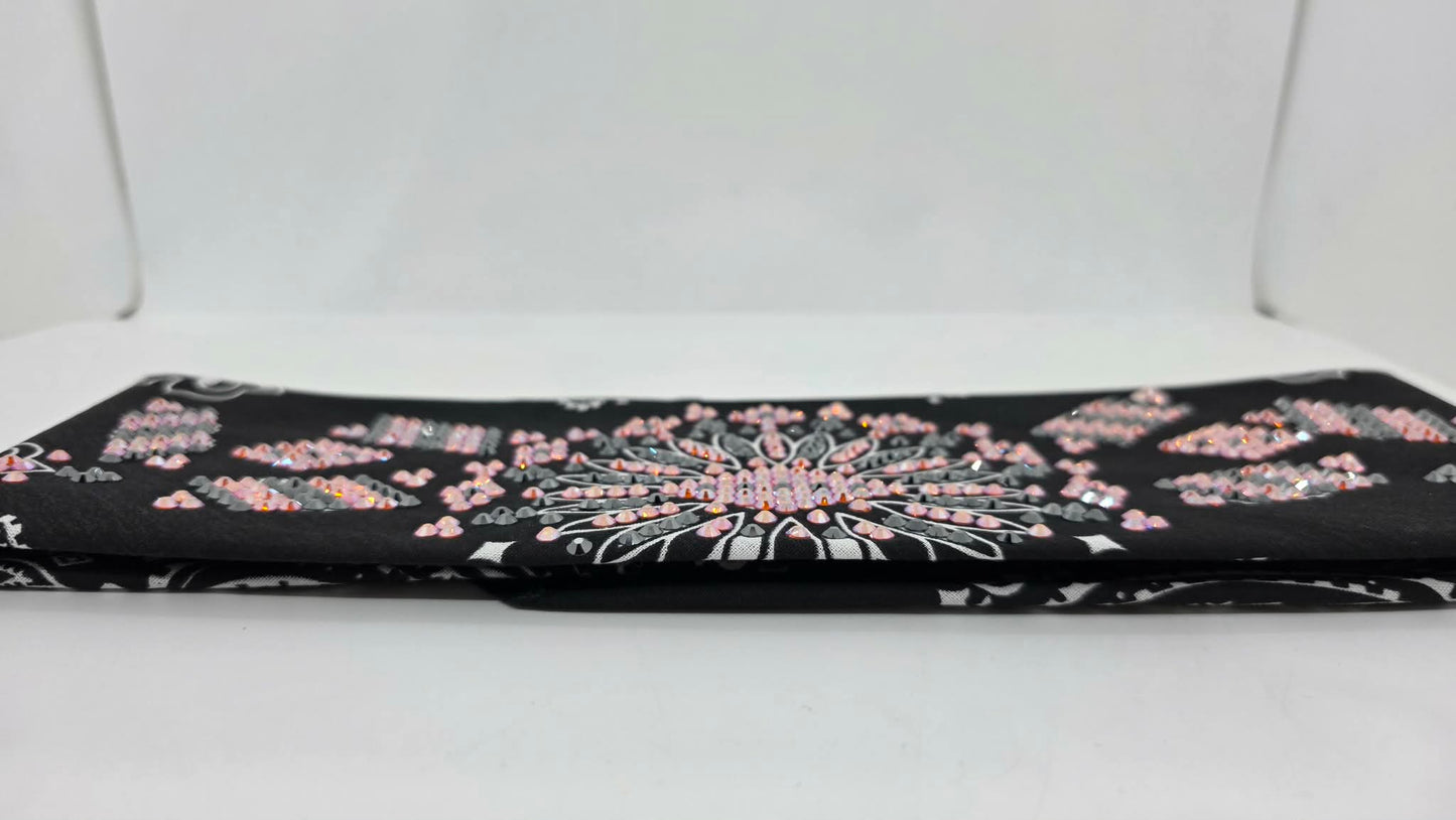 Super LeeAnnette Black Paisley Bandana with Lava and Black Austrian Crystals (S40155)