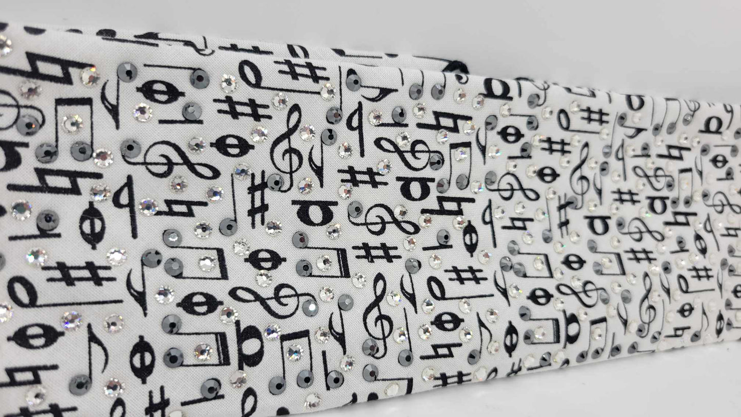 LeeAnnette Music Notes with Black and Diamond Clear Austrian Crystals (sku4809)