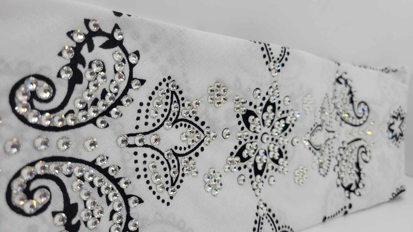 LeeAnnette White Flower Paisley with Diamond Clear Austrian Crystals (sku4832)