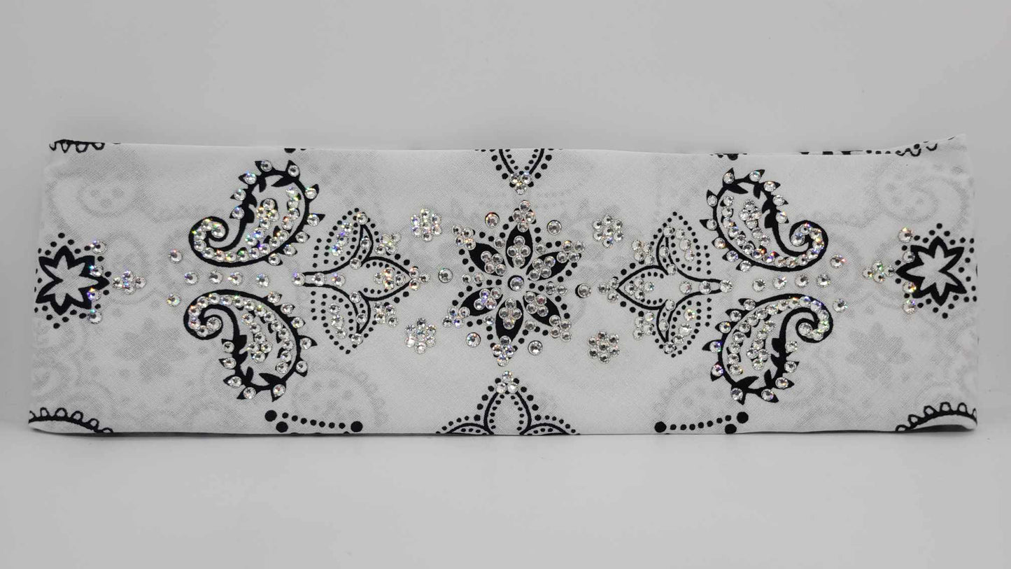 LeeAnnette White Flower Paisley with Diamond Clear Austrian Crystals (sku4832)