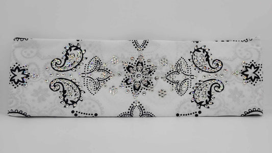 LeeAnnette White Flower Paisley with Diamond Clear Austrian Crystals (sku4832)