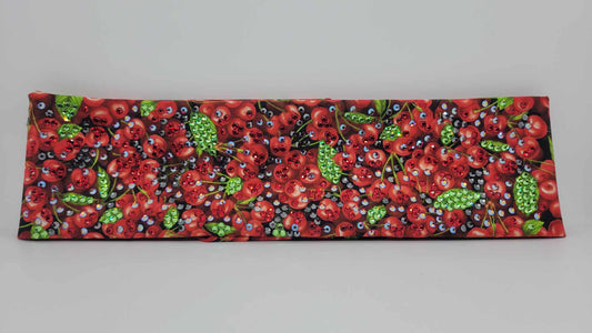 Super LeeAnnette Cherries Bandana with Red, Red Shimmer, Black and Green Austrian Crystals (Sku4847)